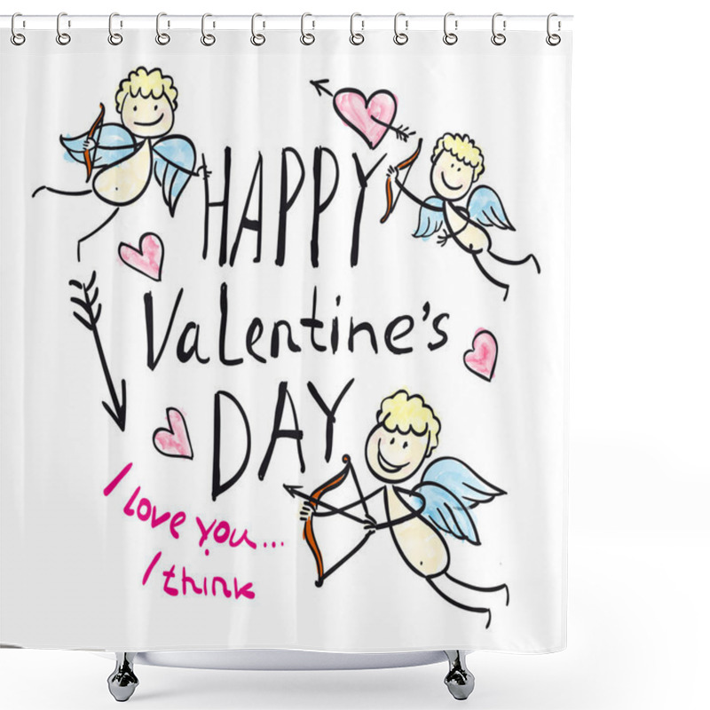 Personality  Print Valentine's Day Card Cupids Shower Curtains