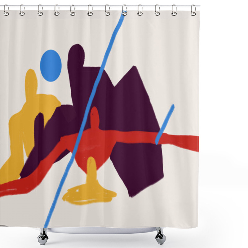 Personality  Abstract Illustration Art. Trendy People Shapes Design. Fashion And Minimalist Modern Art. For Print, Art Product, Poster And Textile. Abstract Expressionism Style. Shower Curtains