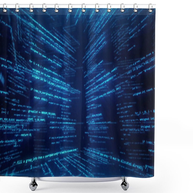 Personality  Virtual Space With Running Code In The Form Of Cubes 3d Illustration Shower Curtains