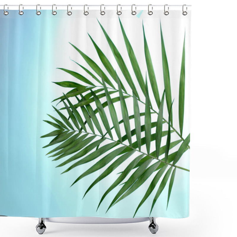 Personality  Beautiful Palm Leaves On Blue Background Shower Curtains