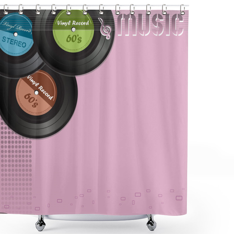 Personality  Music Background With Vinyl Records Shower Curtains