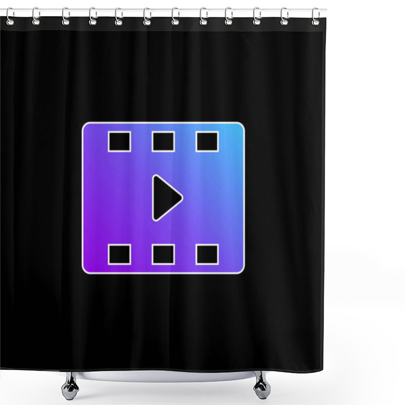 Personality  Big Play Button Blue Gradient Vector Icon Shower Curtains