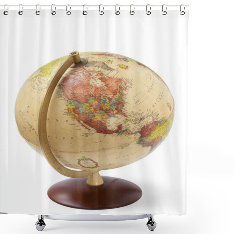 Personality  Close Up Of A Globe Isolated On White Background Shower Curtains