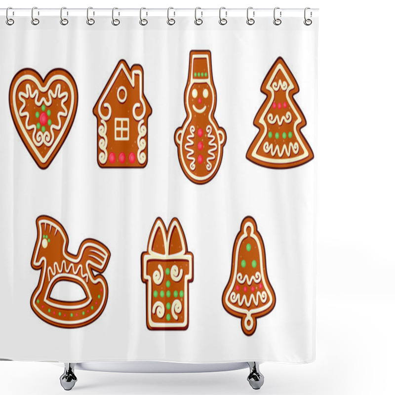 Personality  Gingerbread Christmas Objects Shower Curtains