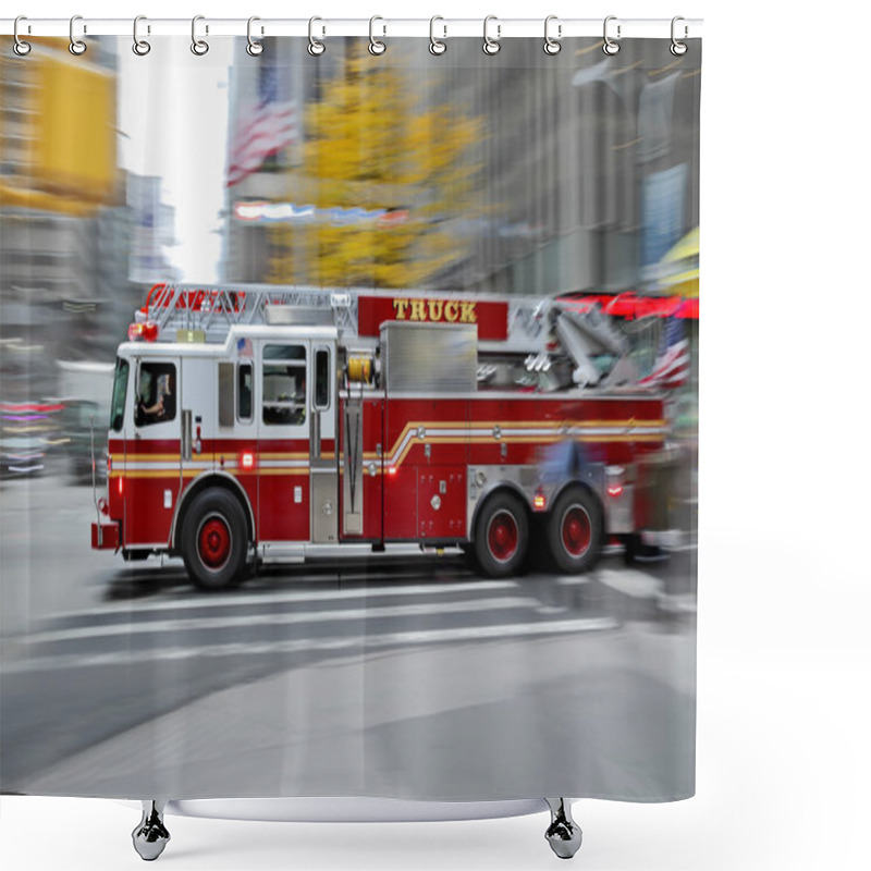 Personality  Fire Trucks And Firefighters Brigade In The City Shower Curtains