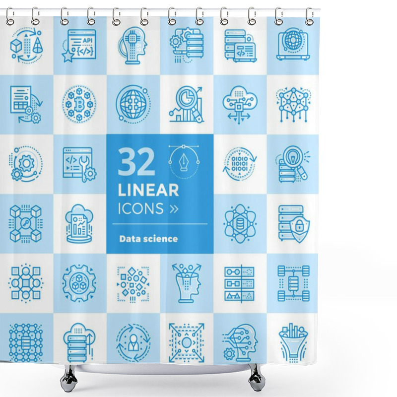 Personality  Linear Icon Set Of Data Science Technology And Machine Learning  Shower Curtains