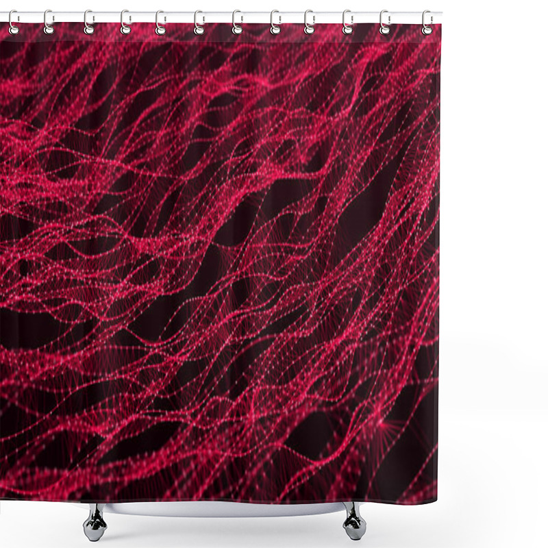 Personality  DNA Twisted Structure. Network Of Dots Connected By Lines. Molecular Abstract Background. Big Data Visualization. Wave Of Bright Particles. Sound Wave. 3d Rendering. Shower Curtains