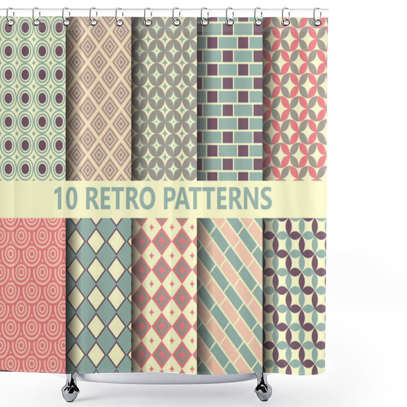 Personality  10 Retro Geometric Patterns Shower Curtains