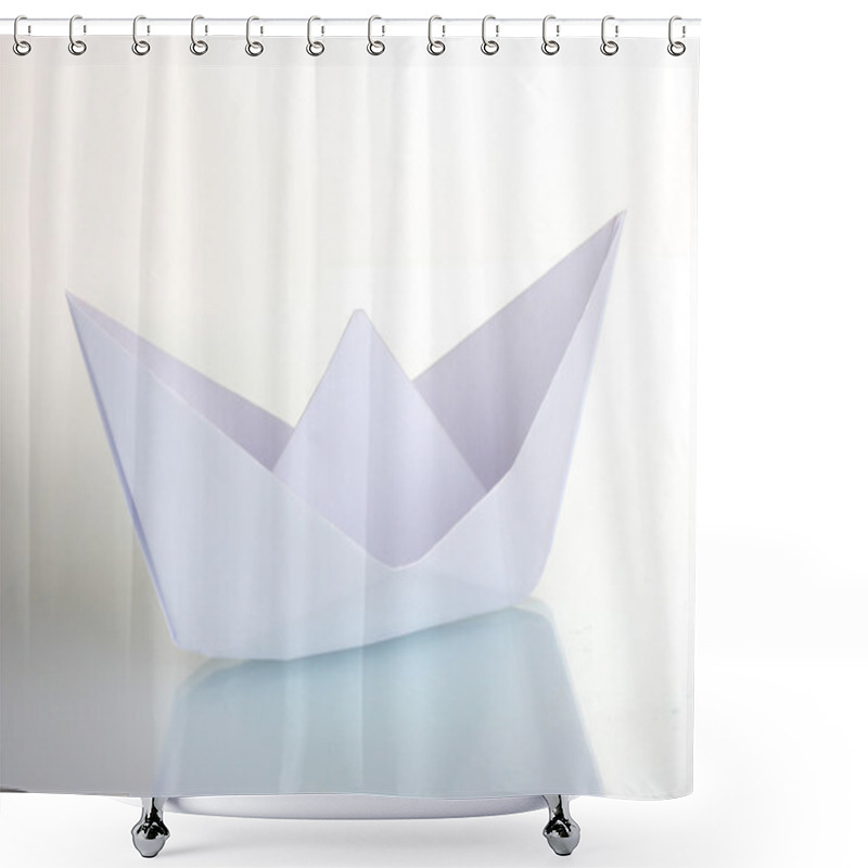 Personality  Origami Paper Boat Isolated On White Shower Curtains