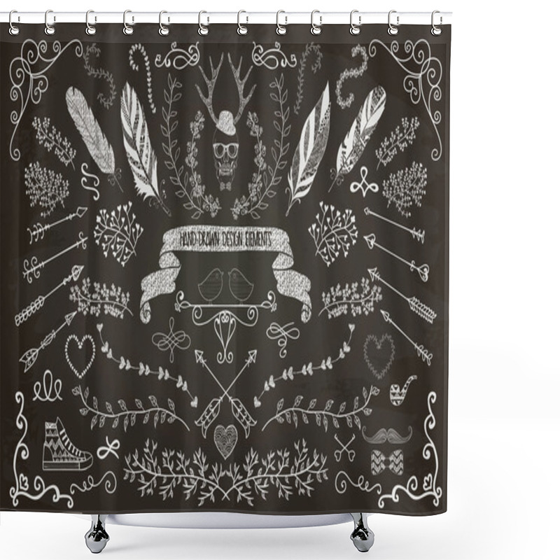 Personality  Hand-Drawn Floral Design Elements Shower Curtains