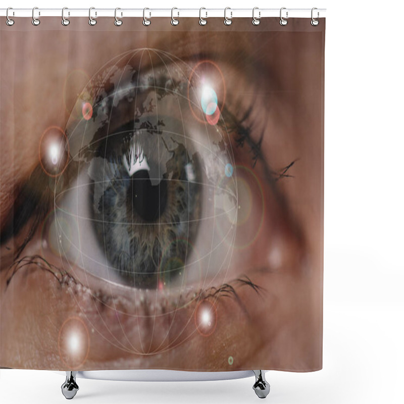 Personality  Cropped Shot Of Female Eye Looking At Camera, Cyber Security Concept Shower Curtains