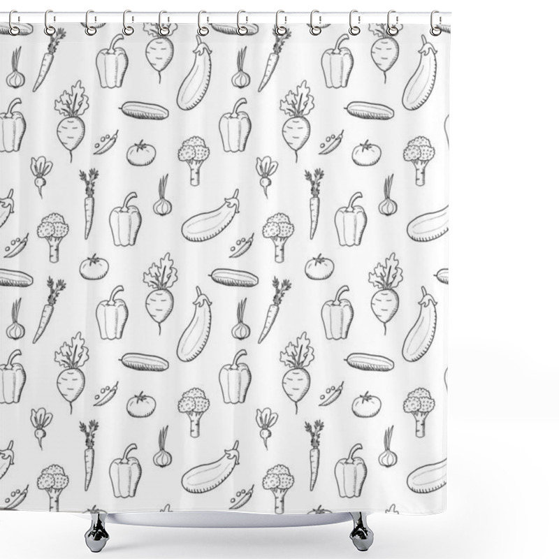 Personality  Vegetable Seamless Doodle Shower Curtains