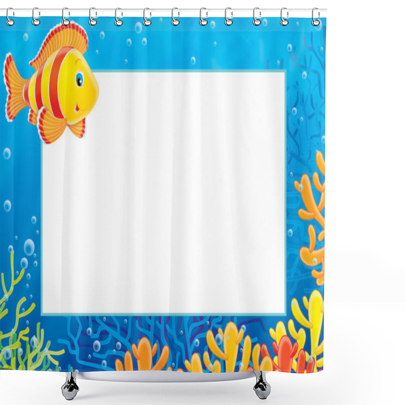 Personality  Frame Of An Orange And Red Striped Saltwater Fish Shower Curtains