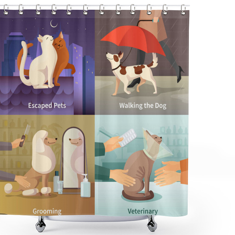 Personality  Pet Shop Concept Icons Set Shower Curtains