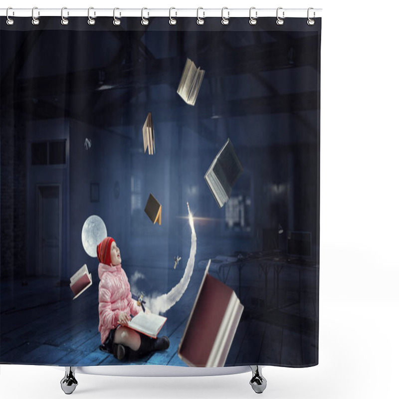 Personality  Little Girl Reading A Book Shower Curtains