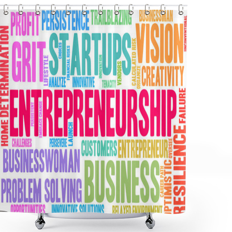 Personality  Entrepreneurship Word Cloud On A White Background.  Shower Curtains