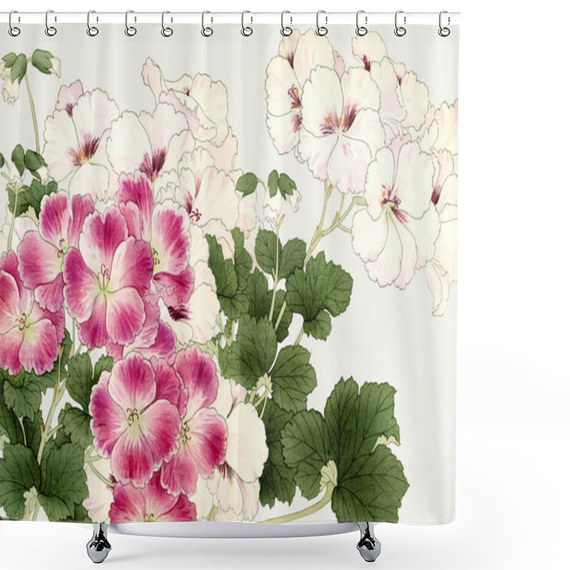 Personality  Asian Art. Japanese Flower Woodblock Art. Shower Curtains