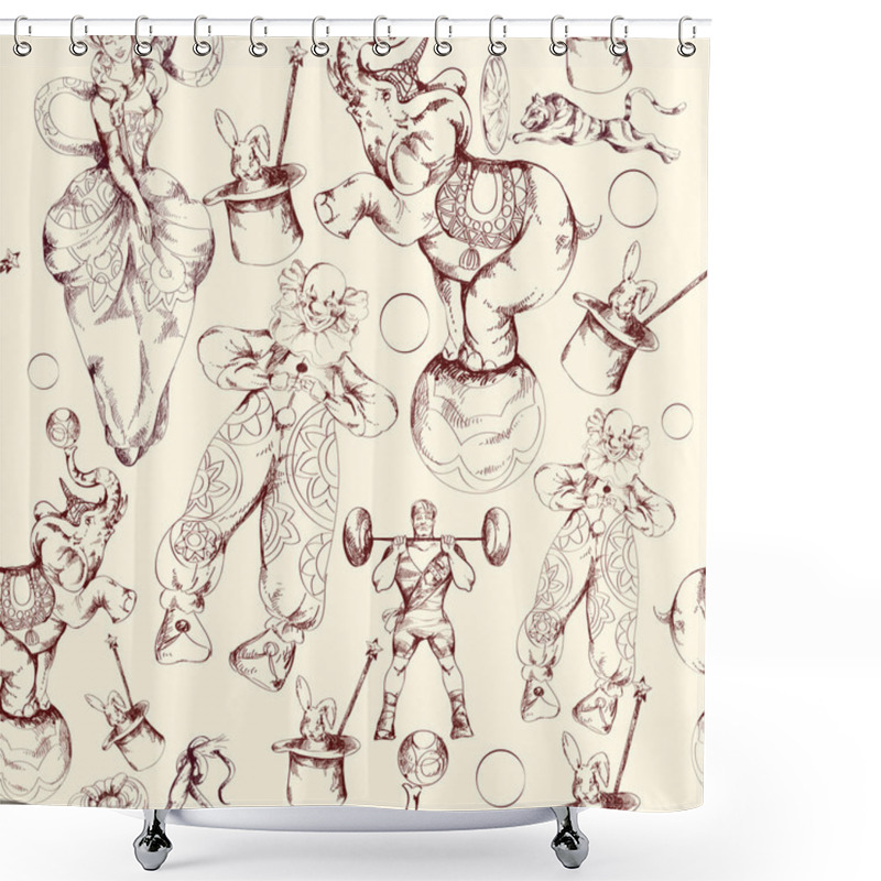 Personality  Circus Doodle Sketch Seamless Pattern Shower Curtains