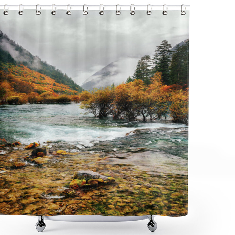 Personality  Beautiful View Of The Bonsai Shoals, The Shuzheng Valley, China Shower Curtains