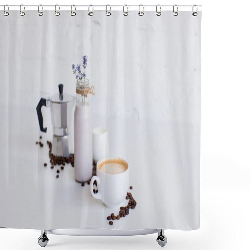 Personality  French Press And Coffee Shower Curtains