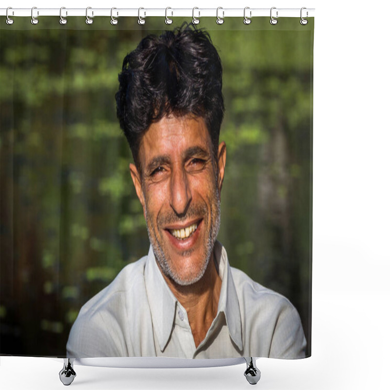 Personality  KASHMIR, INDIA - 17th SEPT 2019; Portrait Of A Kashmiri Man In Kashmir. Since 1947 The Ownership Of Kashmir Has Been Disputed Between Pakistan And India. Shower Curtains