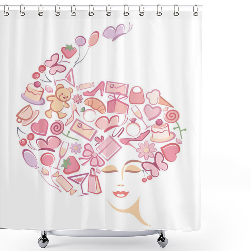 Personality  Woman's Face Shower Curtains