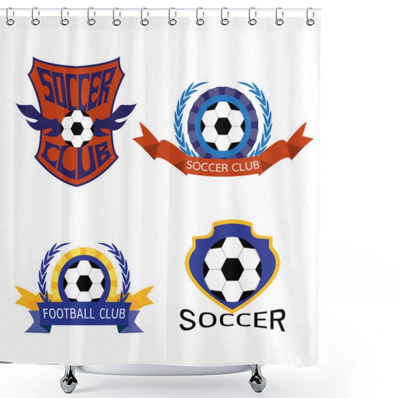 Personality  Soccer Logo Isolated On White Background Shower Curtains