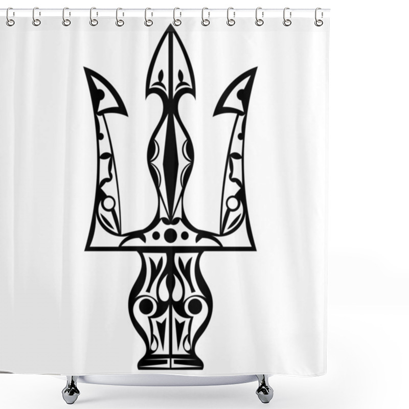 Personality  Black And White Tattoo Trident Shower Curtains