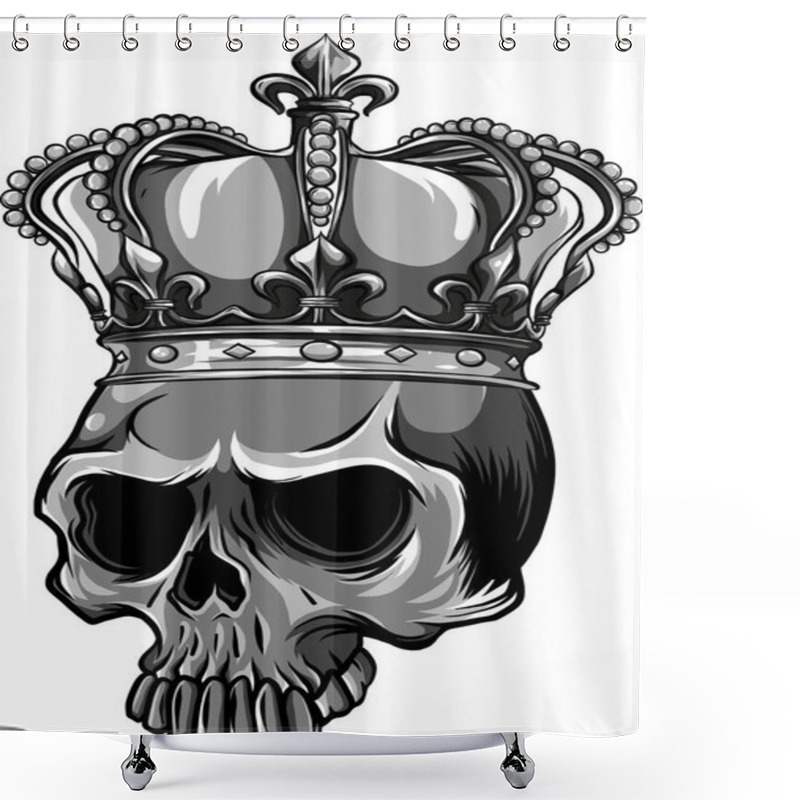 Personality  Hand Drawn Vector Illustration Of King Skull Shower Curtains