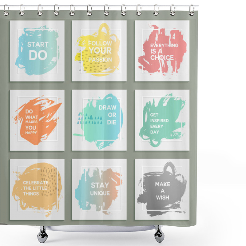 Personality  Collection Of Creative Artistic Backgrounds With Different Slogans Shower Curtains