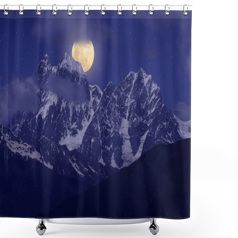 Personality  Moon Over The Hill Shower Curtains