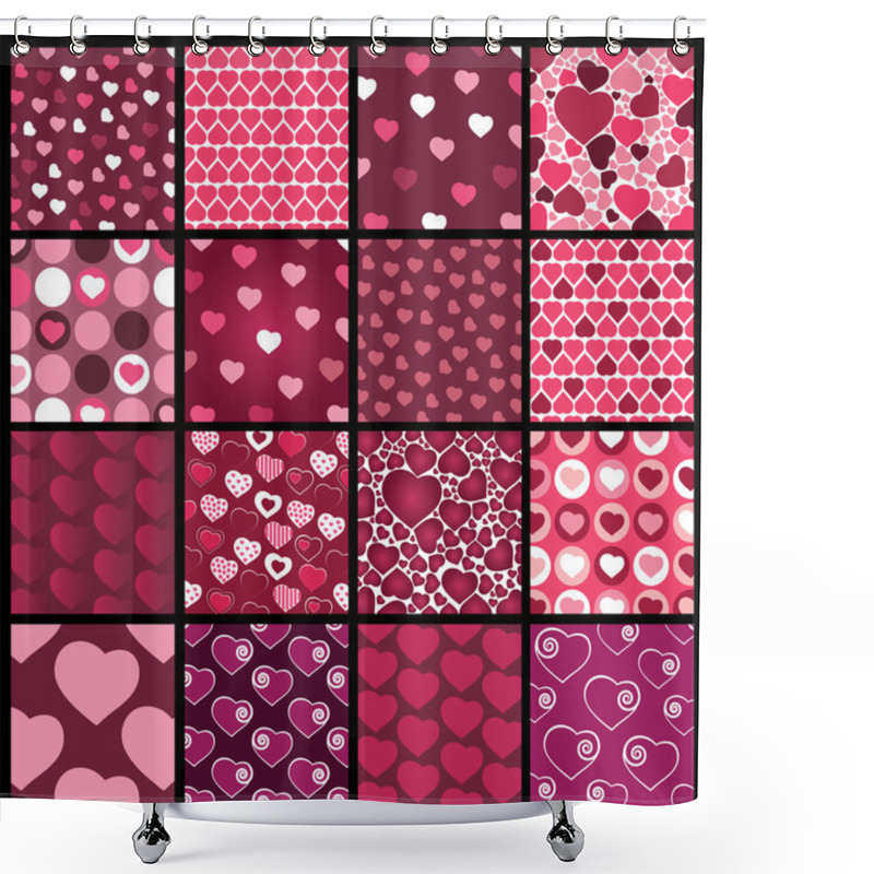 Personality  A Set Of 16 Heart Vector Patterns For Valentines Day Shower Curtains