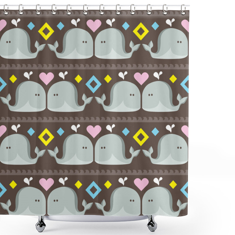 Personality  Funny Ethnic Simple Whales Pattern . Shower Curtains