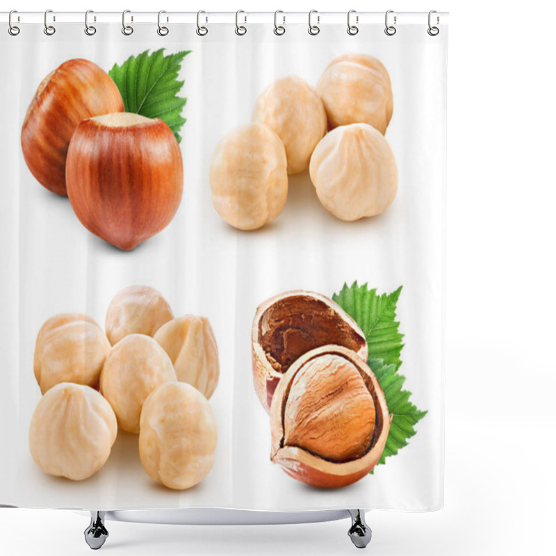 Personality  Hazelnuts Isolated On White Shower Curtains