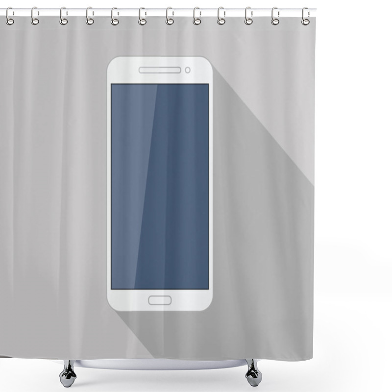 Personality  Flat White Mobile Phone Modern Stylish Long Shadow Shower Curtains