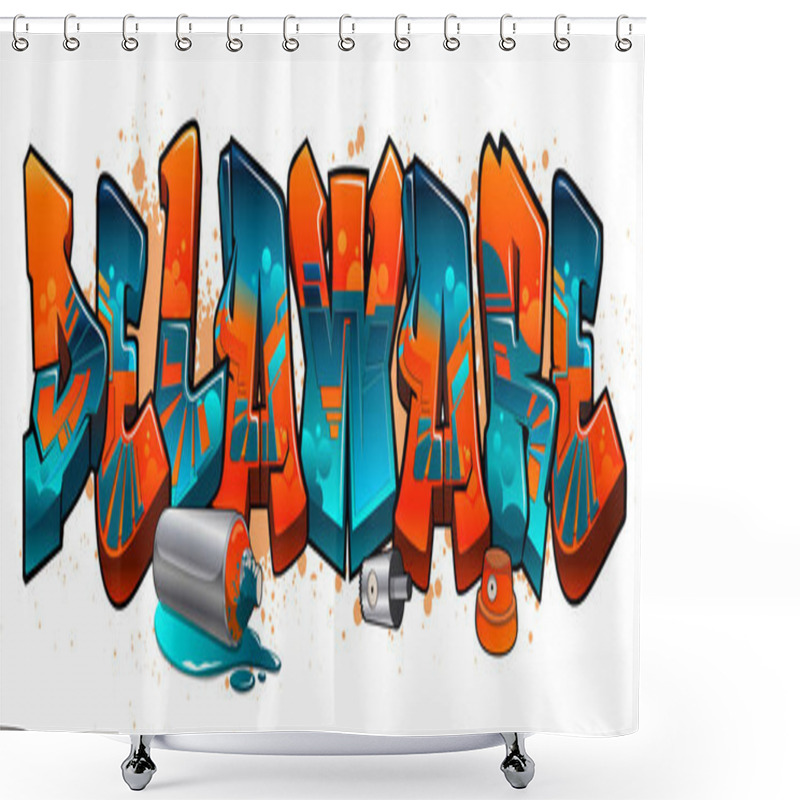 Personality  A Cool Name Design In Genuine Wildstyle Graffiti Art Style. Delaware. Shower Curtains