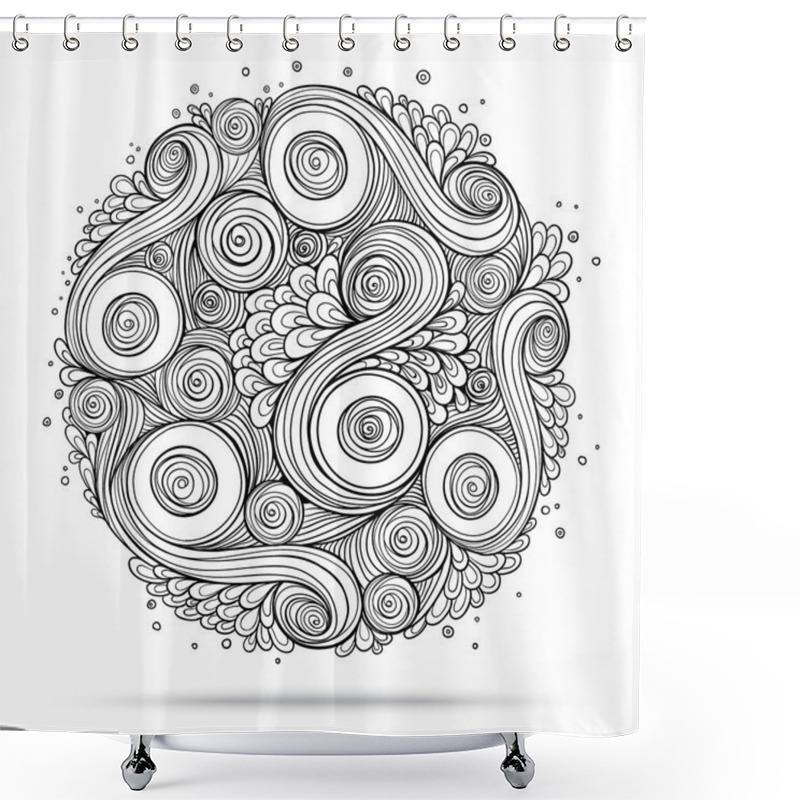 Personality  Ethnic Floral Doodle Pattern Circle In Vector. Shower Curtains