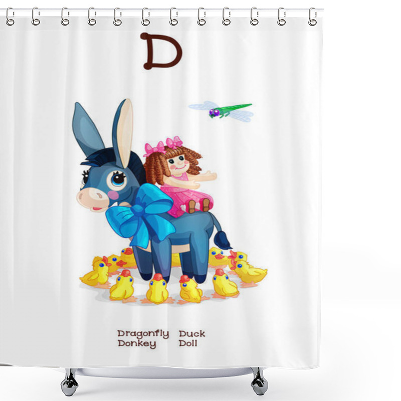 Personality  English Alphabet Series Of Amusing Animals Letter D Shower Curtains