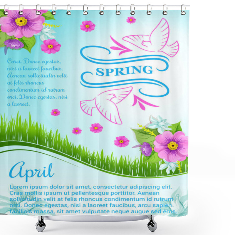 Personality  Vector Poster For April Spring Holidays Shower Curtains