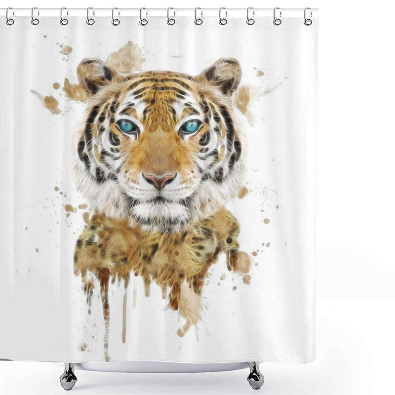 Personality  Face Of A White Bengal Tiger Shower Curtains