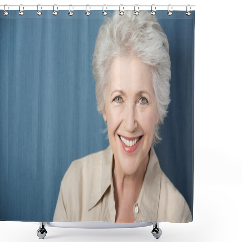 Personality  Beautiful Elderly Lady With A Lively Smile Shower Curtains