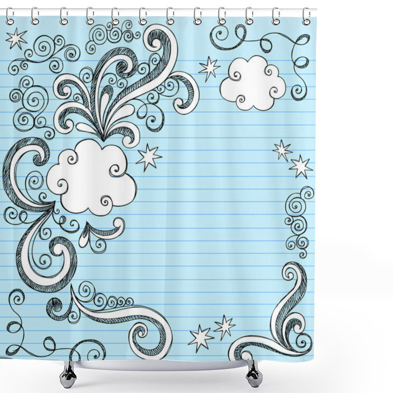 Personality  Clouds Sketchy Doodles Vector Illustration Page Border Shower Curtains