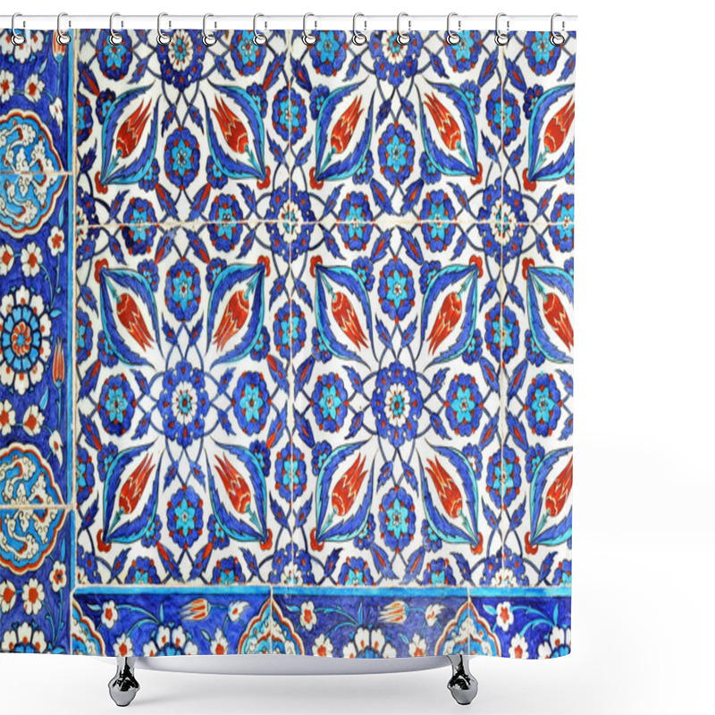 Personality  Iznik Tile From Ancient Ottoman Era.The Tiles Were Decorated By Master Artisans, So-called Nakkash, That Were Brought From Throughout The Empire To Istanbul And Iznik To Carry Out This Art Shower Curtains