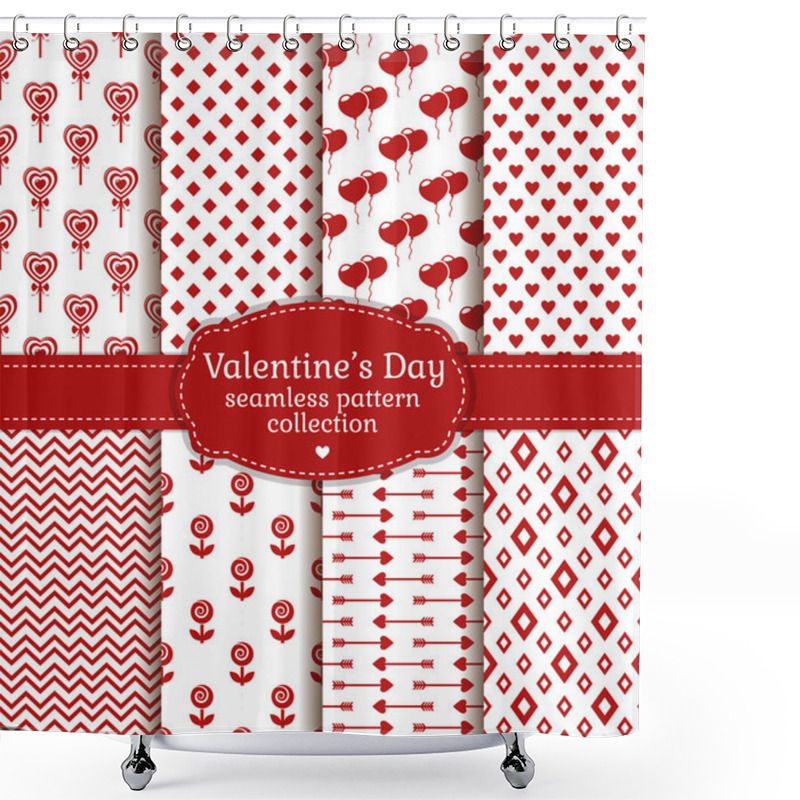 Personality  Happy Valentine's Day! Set Of Love And Romantic Seamless Pattern Shower Curtains