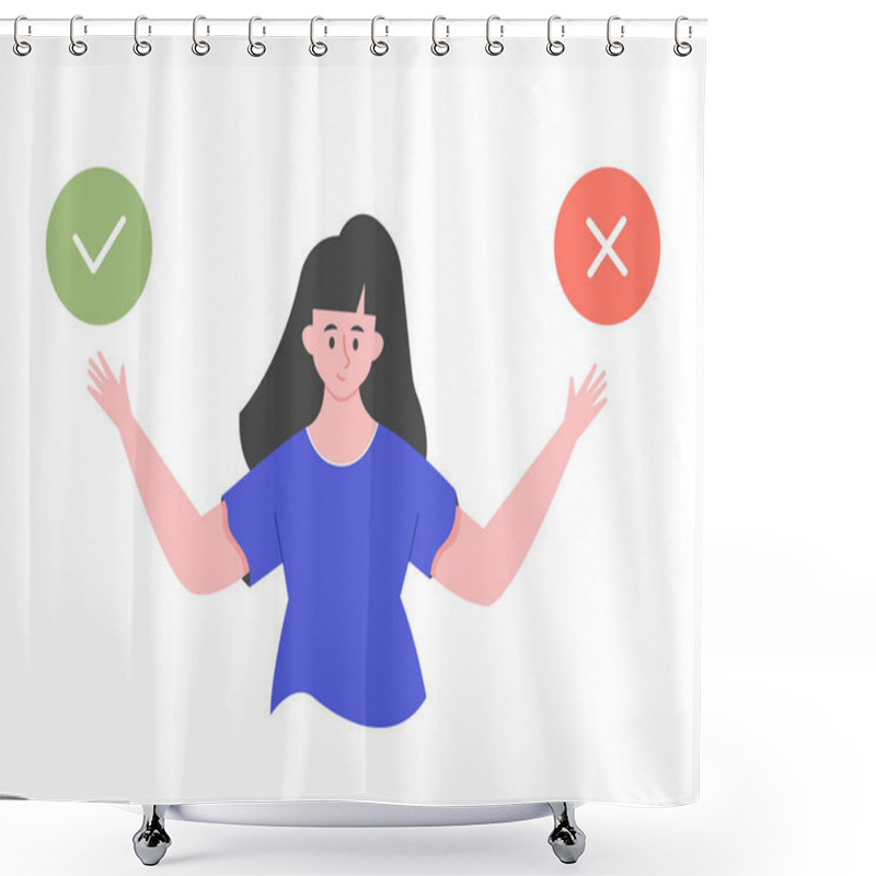 Personality  Caucasian Cute Girl Character. Choice Of Two Options. Shower Curtains