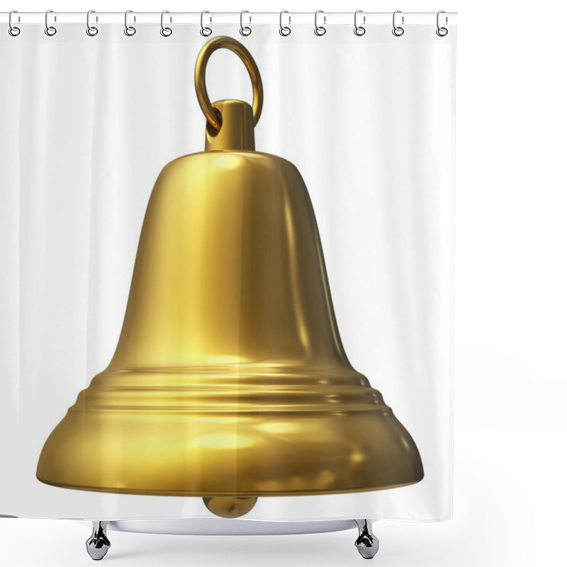 Personality  Golden Christmas Bell Isolated On White Shower Curtains