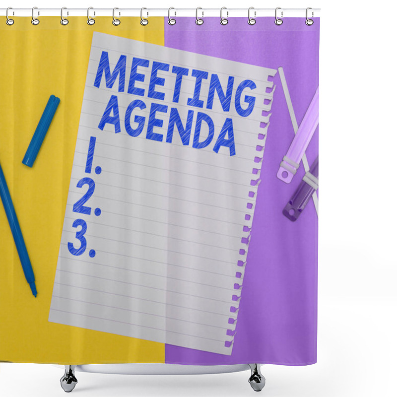 Personality  Hand Writing Sign Meeting Agenda, Business Overview An Agenda Sets Clear Expectations For What Needs To A Meeting Shower Curtains