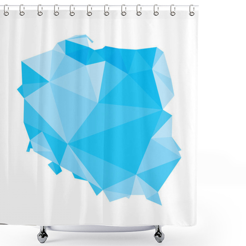 Personality  Blue Polygonal Vector Map Of Poland Shower Curtains