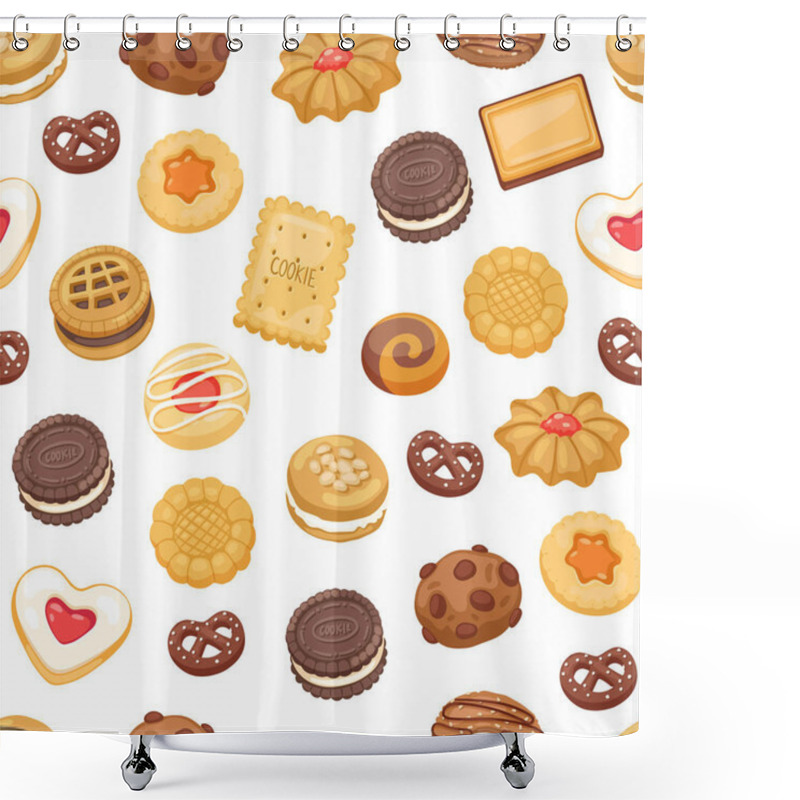 Personality  Different Cookie Cake Isolated Vector Seamless Pattern Shower Curtains