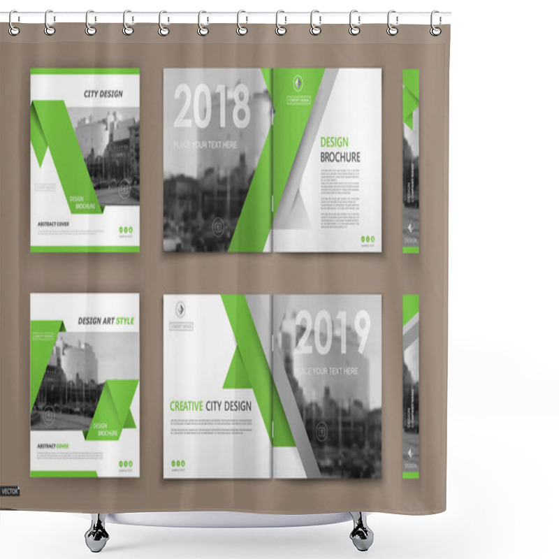 Personality  Black, Green Business Book Mockup. A4 Brochure Cover Design. Hi Tech Info Banner. Title Sheet Model Set. Modern Vector Front Page Art. Urban City House Texture. Blue Line Frame Icon. Flyer Text Font. Shower Curtains